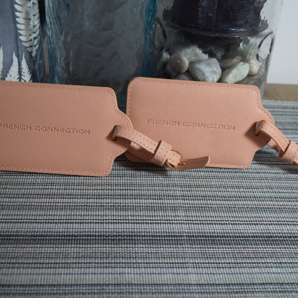 2 Brand New Faux Leather Luggage Tages by French Connection Blush Colour